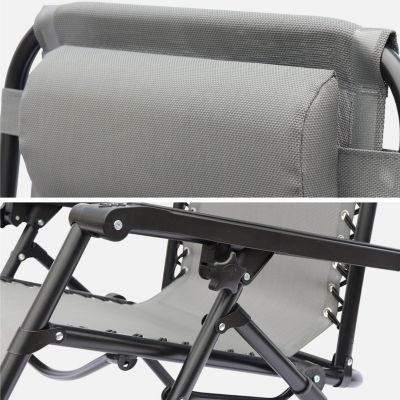 Lot de 2 fauteuils relax   Patrick   Textilène. pliables. multi-positions. gris