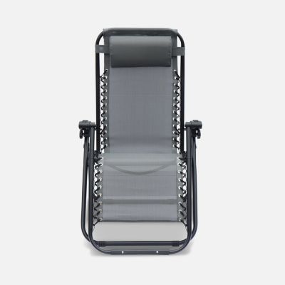 Lot de 2 fauteuils relax   Patrick   Textilène. pliables. multi-positions. gris