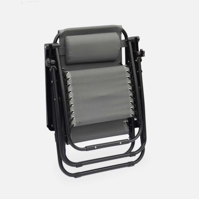 Lot de 2 fauteuils relax   Patrick   Textilène. pliables. multi-positions. gris