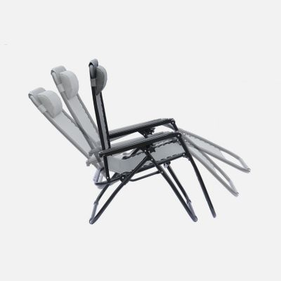 Lot de 2 fauteuils relax   Patrick   Textilène. pliables. multi-positions. gris