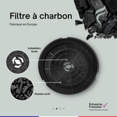 Lot de 2 Filtres à Charbon pour Hotte Candy - KFC6902, 35602045, Type H - 190mm