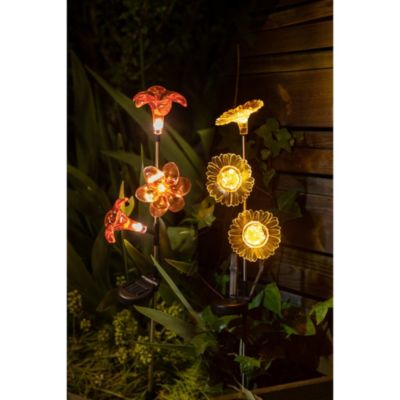 Lot de 2 fleurs solaire (Lys+Tournesol)- Hauteur 75cm- 3 lumens- Eclairage extérieur Jardin