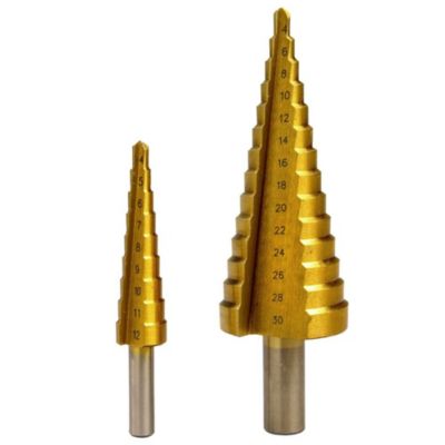 Lot de 2 forets coniques etages HSS titanium 4 a 30 mm pour percage sans bavure