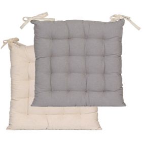 Lot de 2 Galettes de Chaise Bicolores 40x40cm en Beige et Gris - DYLREV