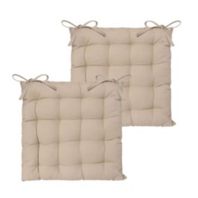 Lot de 2 Galettes de chaise en Coton Beige 38 x 38 cm