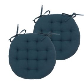 Lot de 2 Galettes de chaise en Coton Bleu egeen D 38 cm