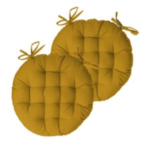 Lot de 2 Galettes de chaise en Coton Jaune Ocre D 38 cm