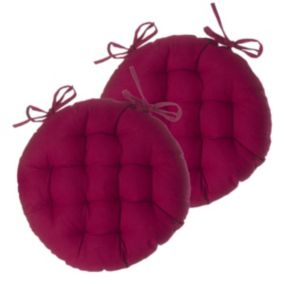 Lot de 2 Galettes de chaise en Coton Rouge D 38 cm