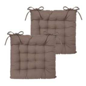 Lot de 2 Galettes de chaise en Coton Taupe 38 x 38 cm