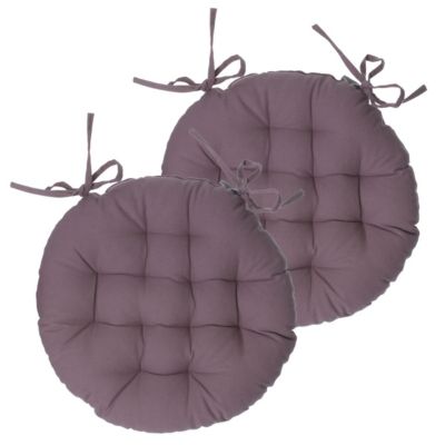 Lot de 2 Galettes de chaise en Coton Taupe D 38 cm