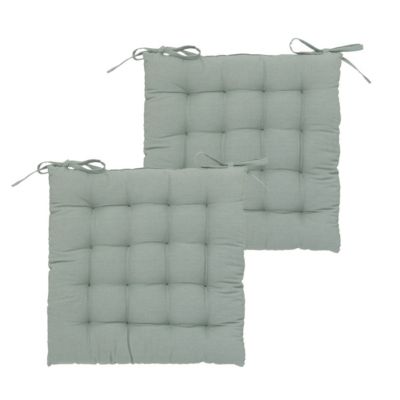 Lot de 2 Galettes de chaise en Coton Vert Céladon 38 x 38 cm