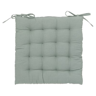 Lot de 2 Galettes de chaise en Coton Vert Céladon 38 x 38 cm
