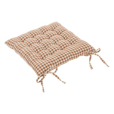 Lot de 2 Galettes de chaise en Coton Vichy Ivoire et Terracotta 38 x 38 cm