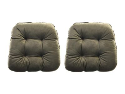 Lot de 2 galettes de chaise matelassées réversibles - 40 x 40 cm - Vert kaki et gris clair - DOLASO