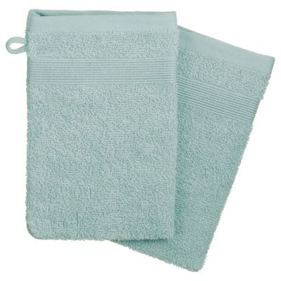 Lot de 2 gants de toilette - coton 450 gr/m² - bleu givre 15x21 cm - Atmosphera