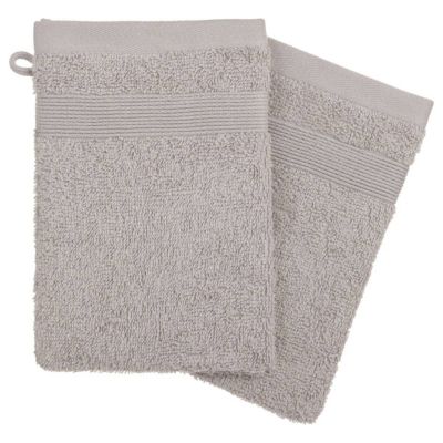 Lot de 2 gants de toilette - coton 450 gr/m² - gris taupe 15x21 cm - Atmosphera