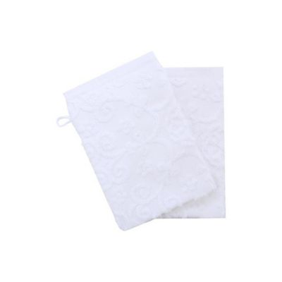 Lot de 2 Gants de Toilette "Esprit de Campagne" 15x21cm Blanc