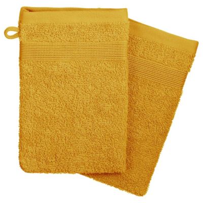 Lot de 2 gants de toilette jaune 15x21cm - Atmosphera Créateur d'intérieur