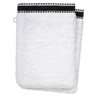 Lot de 2 gants de toilette Joia - coton 550 gr/m² - blanc 15x21 cm - Atmosphera