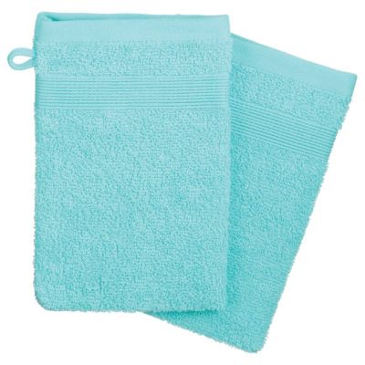 Lot de 2 gants de toilette "Praia" bleu turquoise 15x21cm - Atmosphera Créateur d'intérieur