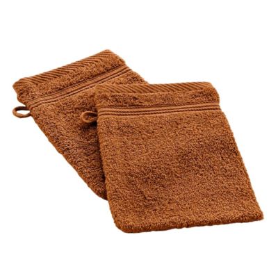 Lot de 2 Gants de Toilette "Tendresse" 15x21cm Caramel