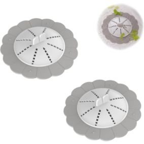 Lot de 2 égouttoirs en silicone gris et blanc pour baignoire, salle de bain, cuisine