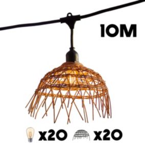 Lot de 2 guirlandes HAWAII LIGHT CONNECTABLE Noir Poly rotin 10M