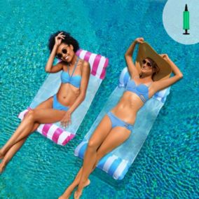 Lot de 2 Hamac pour Piscine, Matelas Gonflables pour Piscine, 4 en 1 Flottant de Inclinable Flotteur Hamac, Hamac d'eau