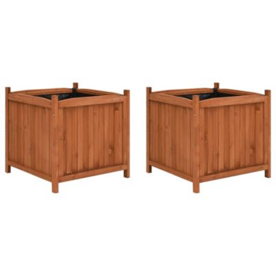 Lot de 2 jardinières surelevees 50 bois marron Helloshop26