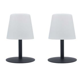 Lot de 2 Lampe de table sans fil LED STANDY MINI ROCK Gris Acier H25CM