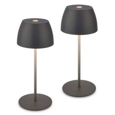 Lot de 2 lampes de table LED - tactiles rechargeables - IP44 - Anthracite - D.10cm - 2,5W / 150lm - USB-C - Briloner