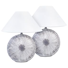 Lot de 2 lampes à poser en céramique grise 38 cm YUNA