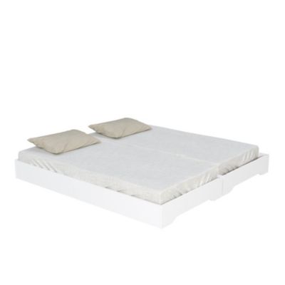 Lot de 2 lits empilables BINGO 90x200 + 2 sommiers / Blanc