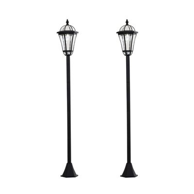 Lot de 2 luminaires extérieurs solaires lampadaires lanternes classiques LED 15 Lm dia. 18,5 x 129H cm noir
