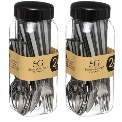 Lot de 2 ménagères 24 couverts Gris, L. 4.5 x l. 4.5 x H. 20 cm, TAMARIS
