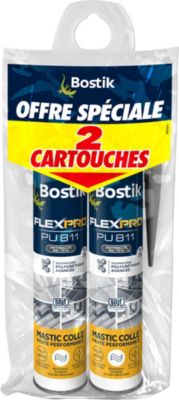 Lot de 2 Mastic colle Bostik Flexpro PU 811 gris anthracite 300ml