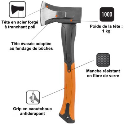 Lot de 2 merlins éclateurs avec manche en fibre de verre : 1 kg et 2 kg - GT GARDEN