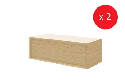 Lot de 2 meubles sous vasque à suspendre GoodHome Avela placage chêne 100 cm + lot de 2 plans de toilette Avela