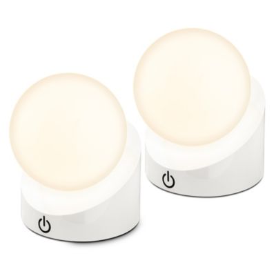Lot de 2 mini lampes de table LED sans fil IP54 Rechargeables 90x80x100mm Blanc chaud 2W/150lm chacune Blanc Briloner