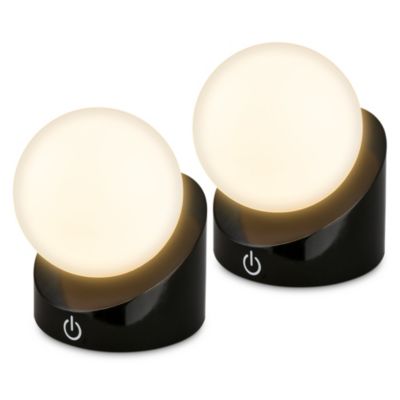 Lot de 2 mini lampes de table LED sans fil IP54 Rechargeables 90x80x100mm Blanc chaud2W/150lm Noir - Briloner