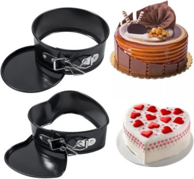 Lot de 2 mini moules ronds + cœur 12 cm