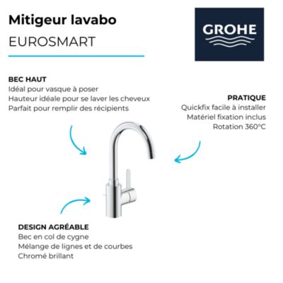 Lot de 2 mitigeurs lavabo haut GROHE Eurosmart Cosmopolitan L