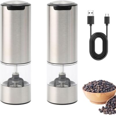 Lot de 2 moulins à sel et à poivre électriques de type C rechargeables