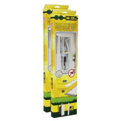 Lot de 2 Moustiquaire de porte 100 x 220 cm avec Fixation auto-agrippante, protection contre moustiques, mouches et araignées