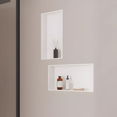 Lot de 2 Niches de Douche Blanc Satiné - 63X33 cm - Rangement Mural Salle de Bain - NOOK