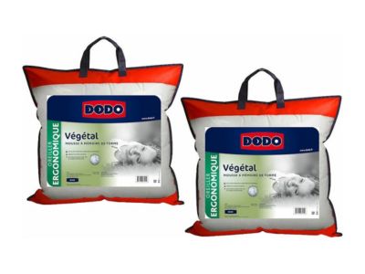 Lot de 2 oreillers DODO ergonomiques à mémoire de forme - 60x60 cm - VEGETAL