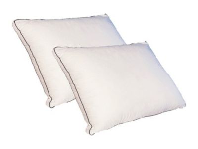 Lot de 2 oreillers sensation duvet en percale de coton 91 fils/cm² 50 x 70 cm - 700 gr - Blanc - AUXENCE