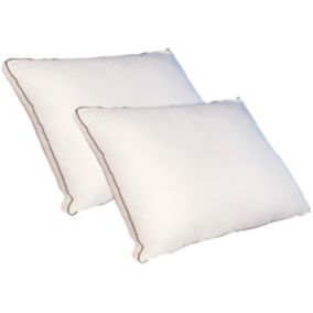 Lot de 2 oreillers sensation duvet en percale de coton 91 fils/cm² 50 x 70 cm - 700 gr - Blanc - AUXENCE