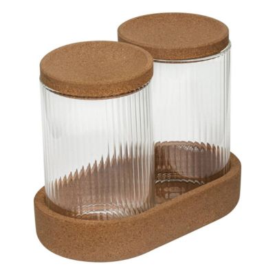 Lot de 2 organiseurs en verre avec support liège - 5five
