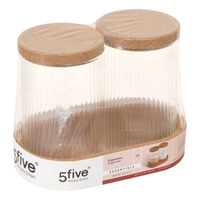 Lot de 2 organiseurs en verre avec support liège - 5five